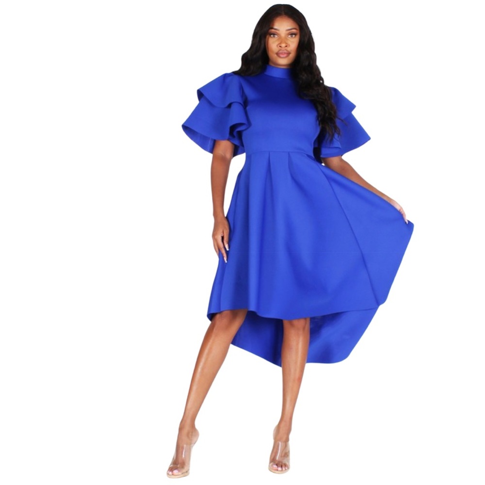 FABULOUS BLUE ASYMMETRIC DRESS